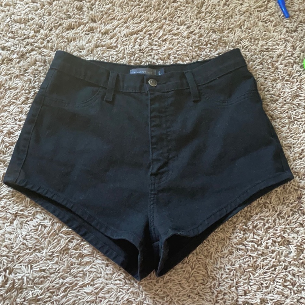 Good time black high rise denim shorts